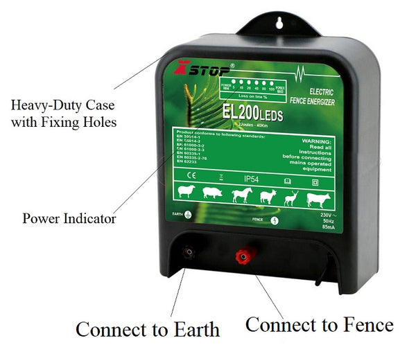 Electric Fence Energiser 2 Joule 40km 240V AU plug
