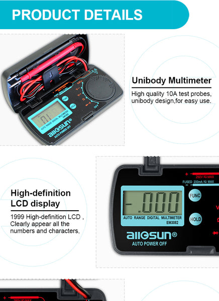 Digital Multimeter 2V to 600V Autorange Overload Protection