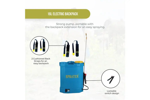 16L Rechargeable Backpack Pressure Sprayer - Portable Electric Garden Weed Pump