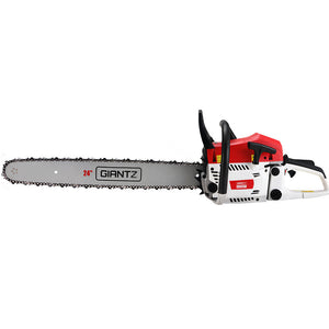 Giantz 62cc Chainsaw Petrol Commercial 24" Bar E-Start Tree Chain Saw 5.2HP-0