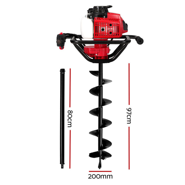 Giantz 80cc Petrol Post Hole Digger Diggers Earth Auger Fence Borer Drill Bit-1