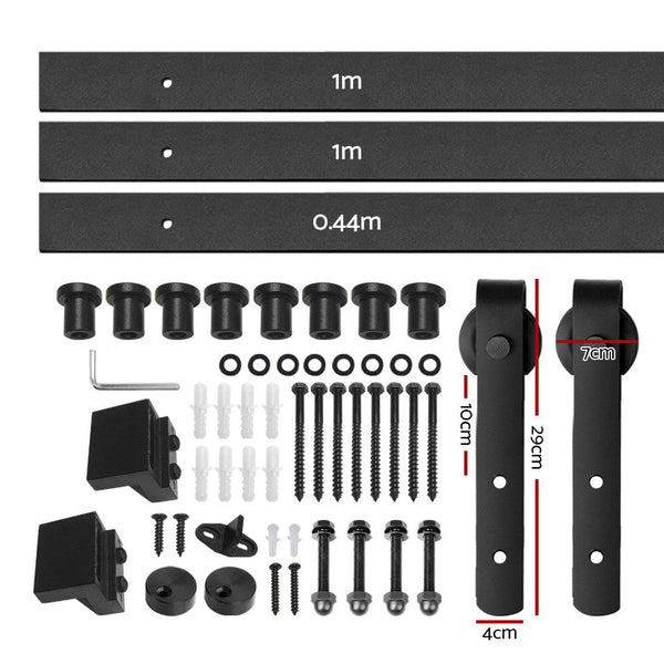 Cefito Sliding Barn Door Hardware Track Set 2.44m Roller Kit Slide Office-1