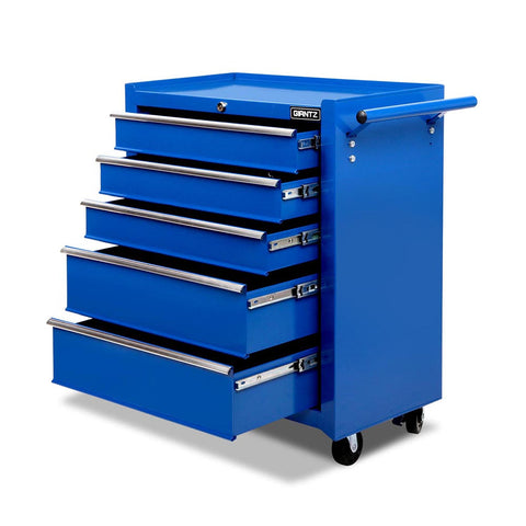 Giantz 5 Drawer Mechanic Tool Box Cabinet Storage Trolley - Blue-0