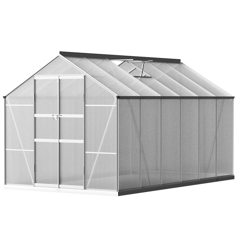 Aluminium Greenhouse Green House Garden Shed Polycarbonate 3.7x2.5M-0