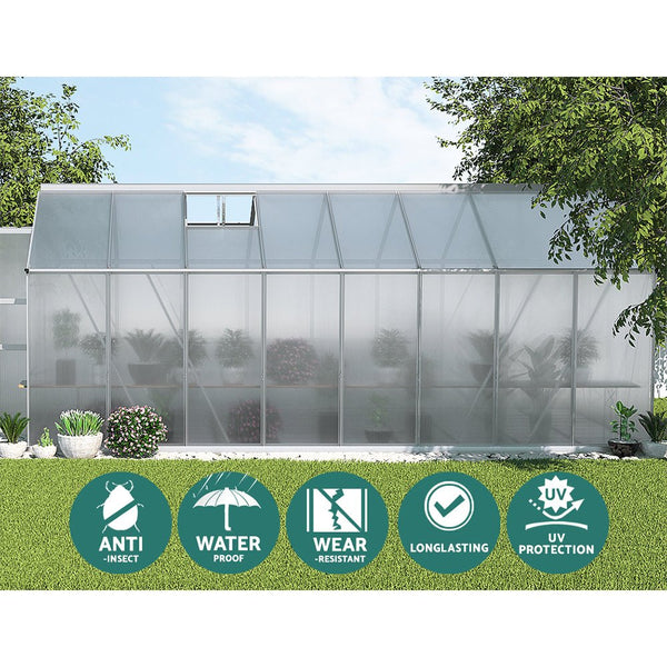 Aluminium Greenhouse Polycarbonate Green House Garden Shed 4.7x2.5M-4