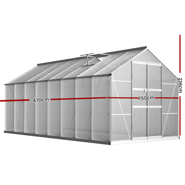 Aluminium Greenhouse Polycarbonate Green House Garden Shed 4.7x2.5M-1