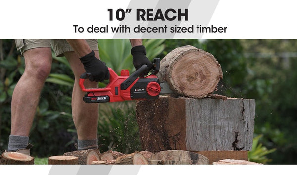 Baumr-AG 20V 10 Inch Electric Cordless Chainsaw 2Ah Lithium Battery Lightweight Wood Garden Cutter-3