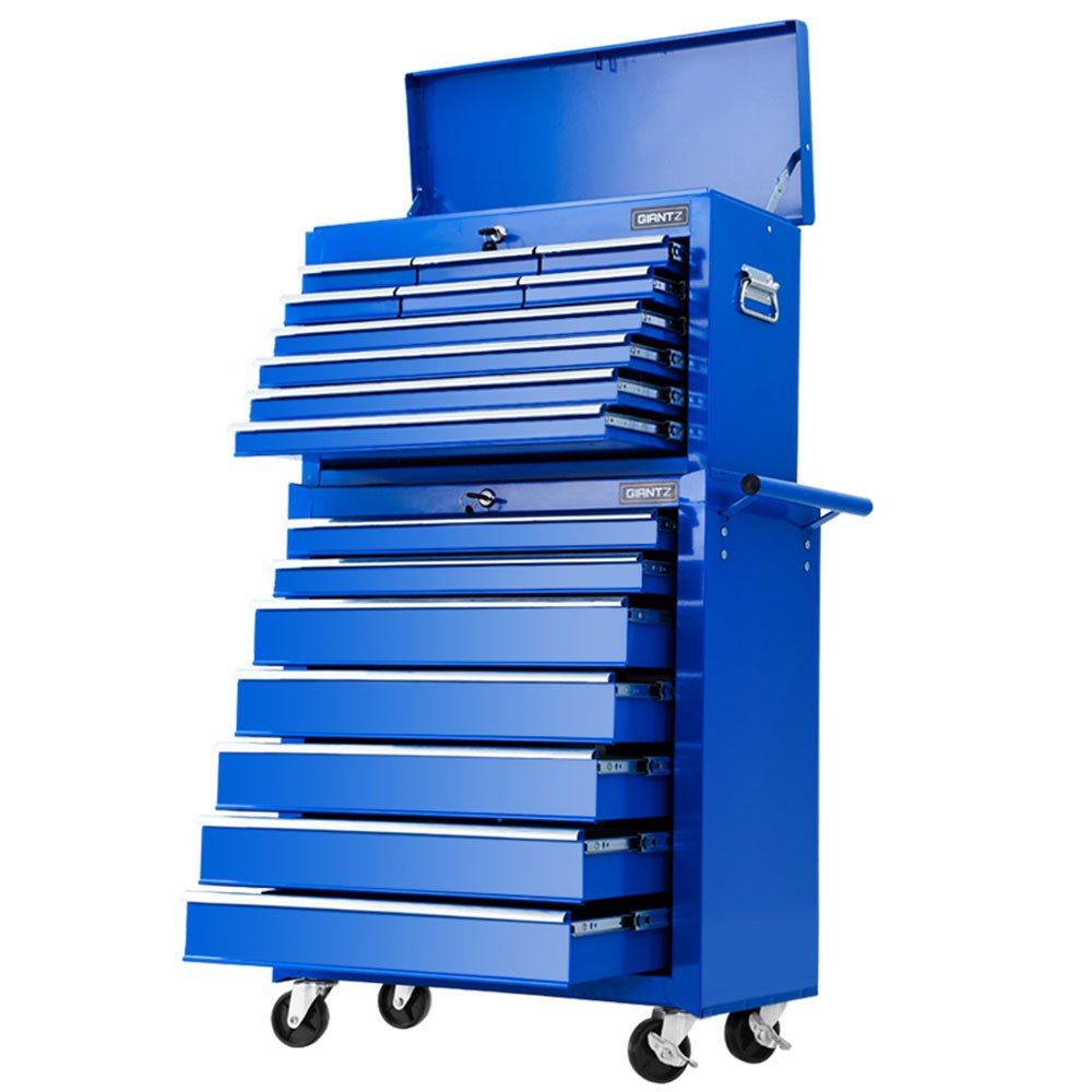 17 Drawers Tool Box Trolley Chest Cabinet Cart Garage Mechanic Toolbox Blue-0