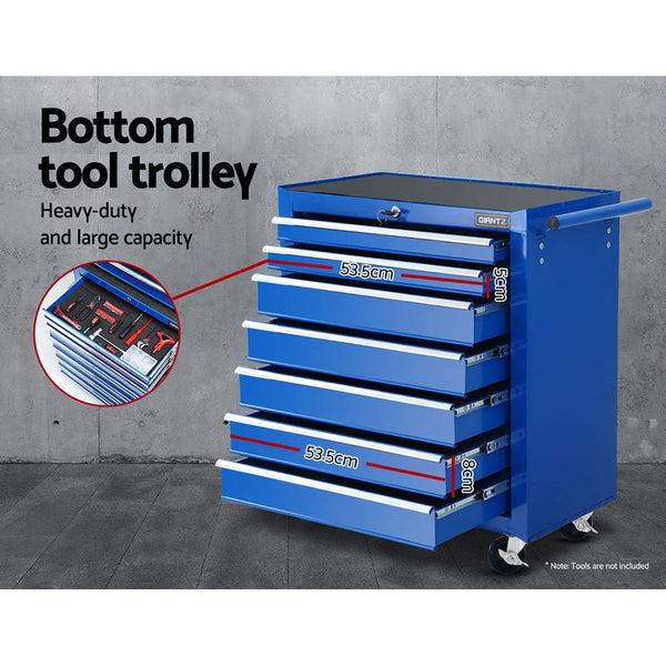 17 Drawers Tool Box Trolley Chest Cabinet Cart Garage Mechanic Toolbox Blue-4