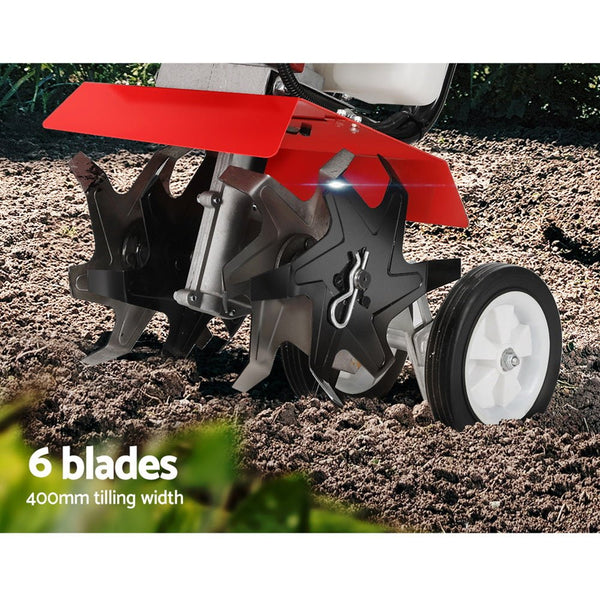 88CC Tiller Garden Cultivator Rototiller 6 Blades Soil Plower Rotary Hoe-4