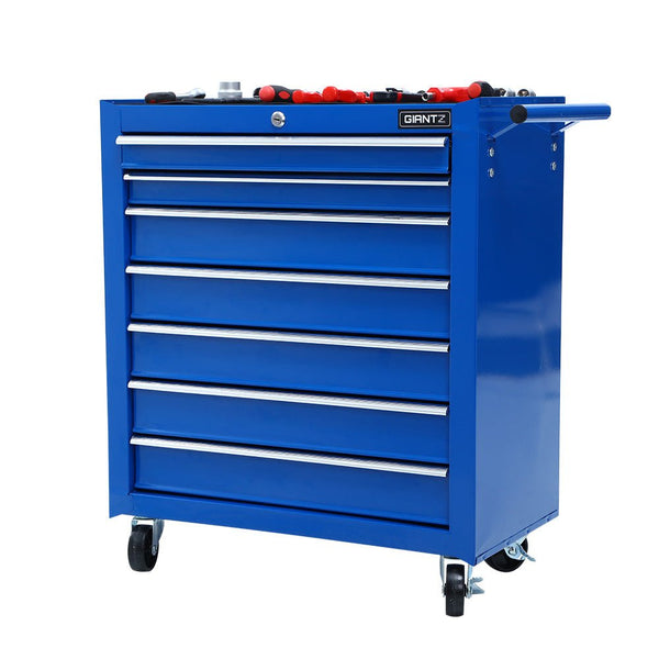 Tool Chest and Trolley Box Cabinet 7 Drawers Cart Garage Storage Blue-2