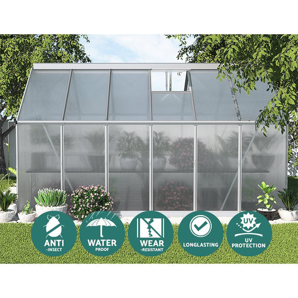 Greenhouse Aluminium Green House Garden Shed Polycarbonate 3.6x2.5M-4