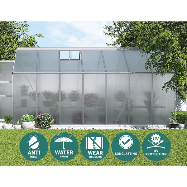 Greenhouse Aluminium Green House Garden Shed Polycarbonate 4.1x2.5M-4