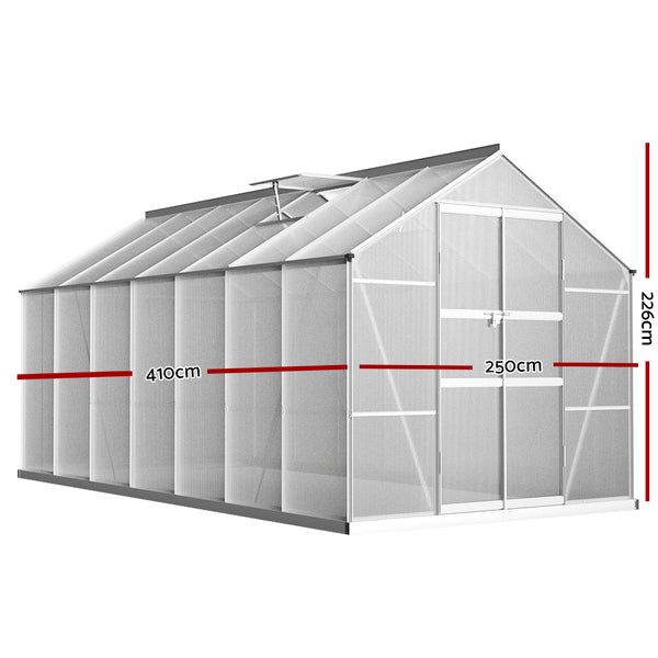 Greenhouse Aluminium Green House Garden Shed Polycarbonate 4.1x2.5M-1