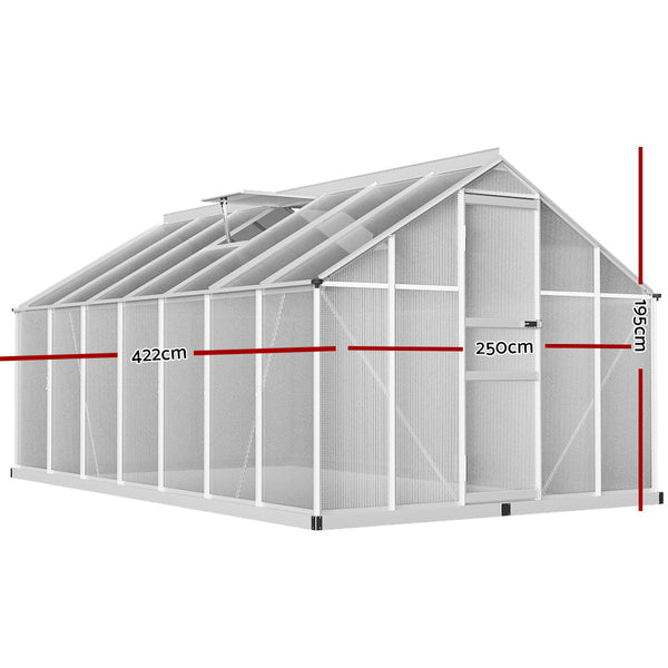 Greenhouse Aluminium Green House Polycarbonate Garden Shed 4.2x2.5M-1