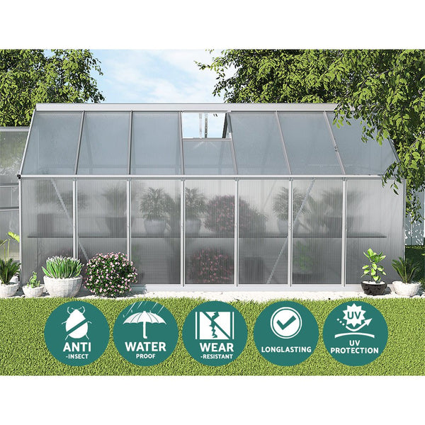 Greenhouse Aluminium Green House Polycarbonate Garden Shed 4.2x2.5M-4