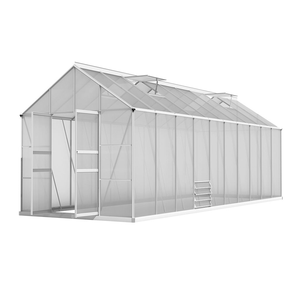 Greenhouse Aluminium Large Green House Garden Shed 6X2.4M-0