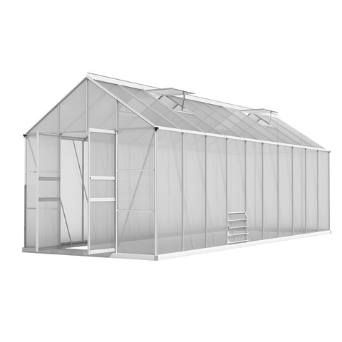 Greenhouse Aluminium Large Green House Garden Shed 6X2.4M-0