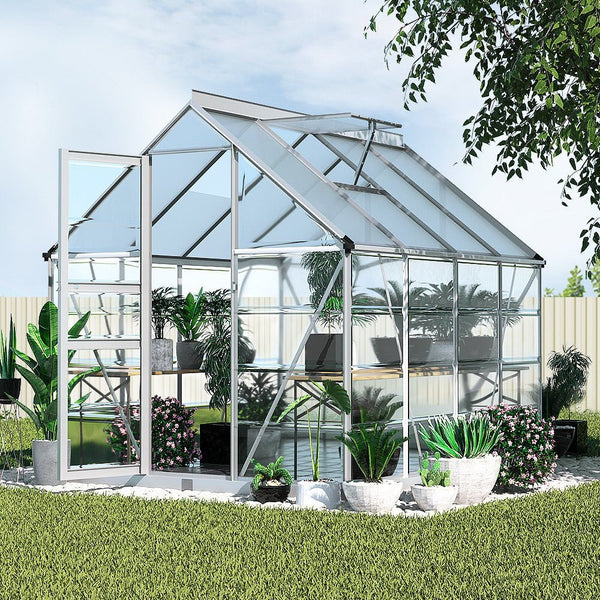 Greenhouse Aluminium Polycarbonate Green House Garden 248x189x200cm-4