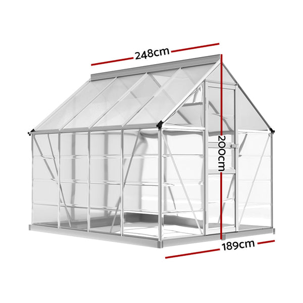 Greenhouse Aluminium Polycarbonate Green House Garden 248x189x200cm-1