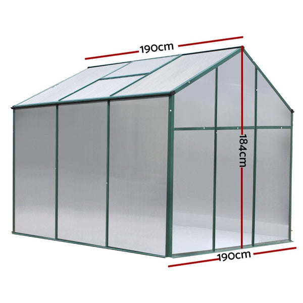 Greenhouse Aluminum Green House Garden Shed Polycarbonate 1.9x1.9M-1