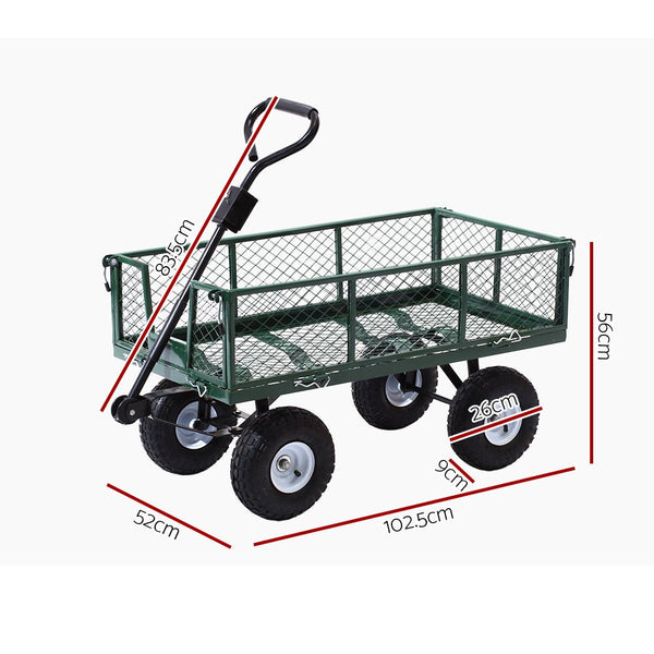 Mesh Garden Steel Cart - Green-1