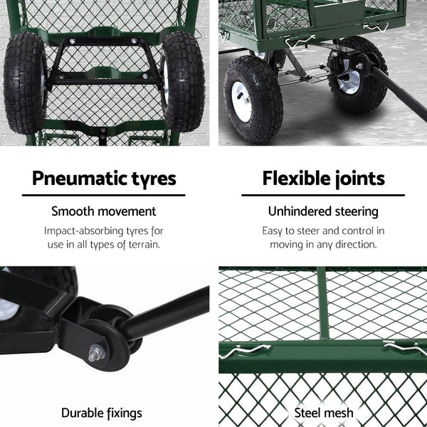 Mesh Garden Steel Cart - Green-4