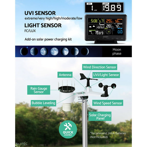 Weather Station Indoor Outdoor Wireless WiFi Professional Solar Sensor-4