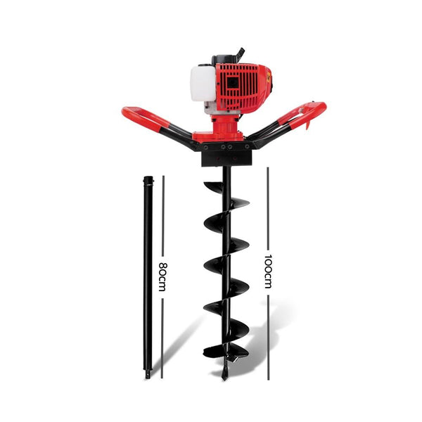 Giantz 66CC 2 stroke Petrol Post Hole Digger Borer with 200mm Auger Bit and Extension