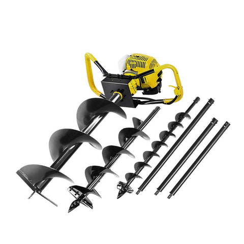 Giantz 80CC 2 Stroke Petrol Post Hole Digger Borer 300mm with 3 Auger Bits and Extensions