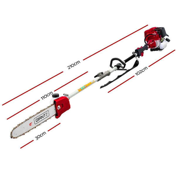 Giantz 65CC 2 Stoke Petrol 2 in 1 Pole Chainsaw Hedge Trimmer Long Reach Pruner Chain Saw